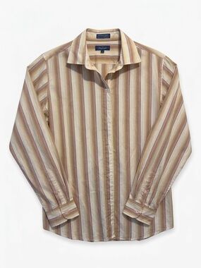 Faconnable Women's Button-Down Stripe Shirt - Beige & Pink